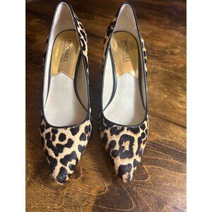 Michael Kors Leopard Print Calf Hair Pointed Toe Stiletto 3” Heels Size 8M